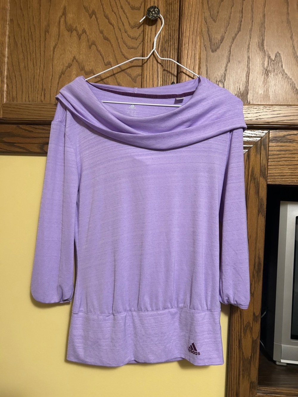 adidas Lilac Draped Off-Shoulder Top